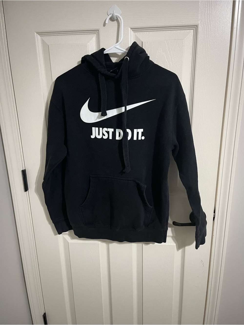 Nike Black Hoodie with White Swoosh and 'Just Do It'